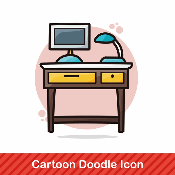 Escritorio doodle vector ilustración — Archivo Imágenes Vectoriales