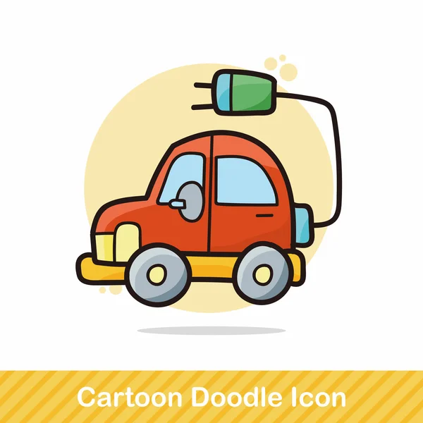 Coche eléctrico doodle vector ilustración — Archivo Imágenes Vectoriales