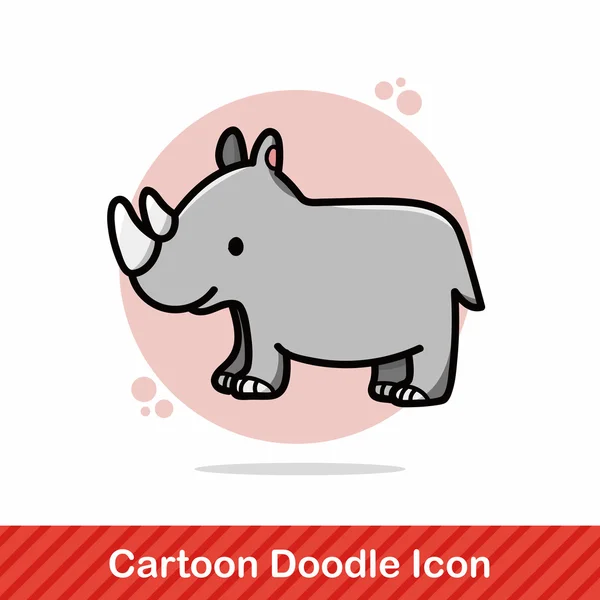 Animal Rhinoceros doodle vector ilustración — Vector de stock