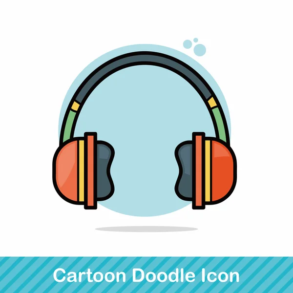 Gambar vektor doodle headphone - Stok Vektor