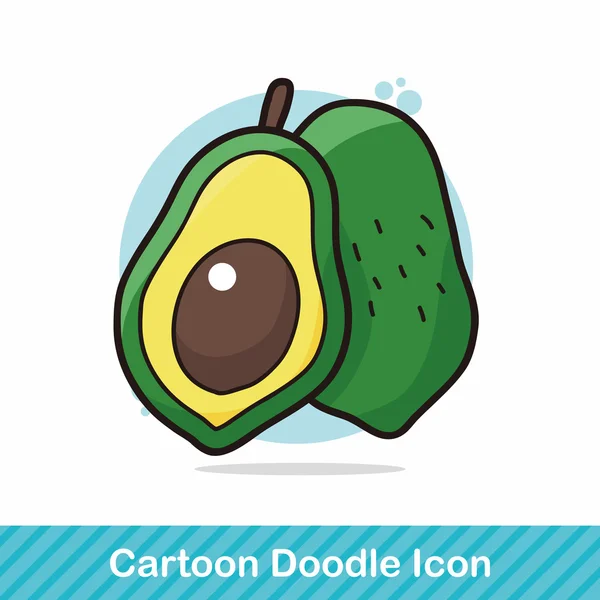 Früchte Avocado Doodle Vektor Illustration — Stockvektor