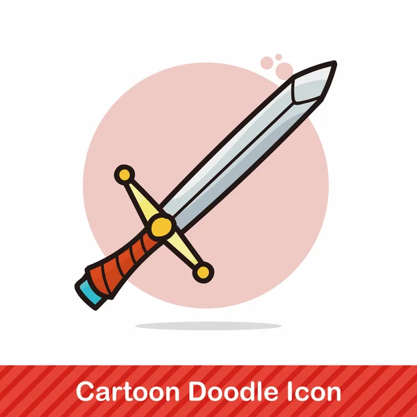 Ilustração vetorial do doodle da espada — Vetor de Stock