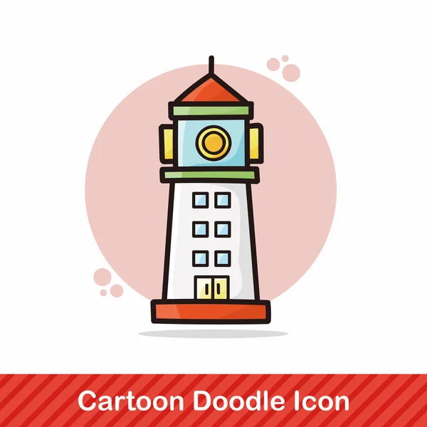 Vuurtoren doodle vectorillustratie — Stockvector