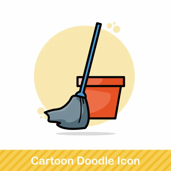 Mop doodle vector ilustración — Vector de stock