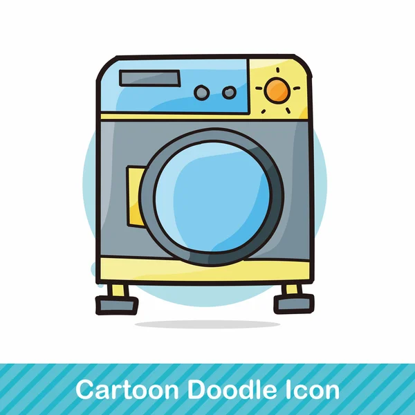 Ilustrasi vektor doodle mesin cuci - Stok Vektor