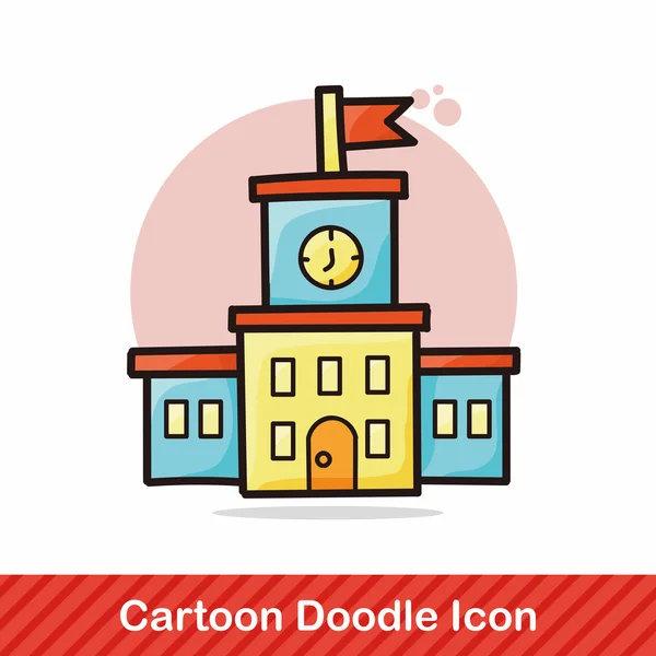 Escuela edificio doodle vector ilustración — Archivo Imágenes Vectoriales