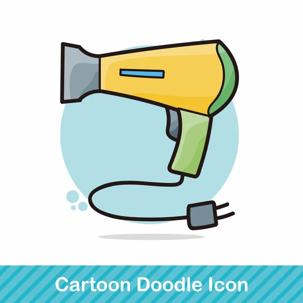 Saç kurutma makinesi doodle vektör çizim — Stok Vektör