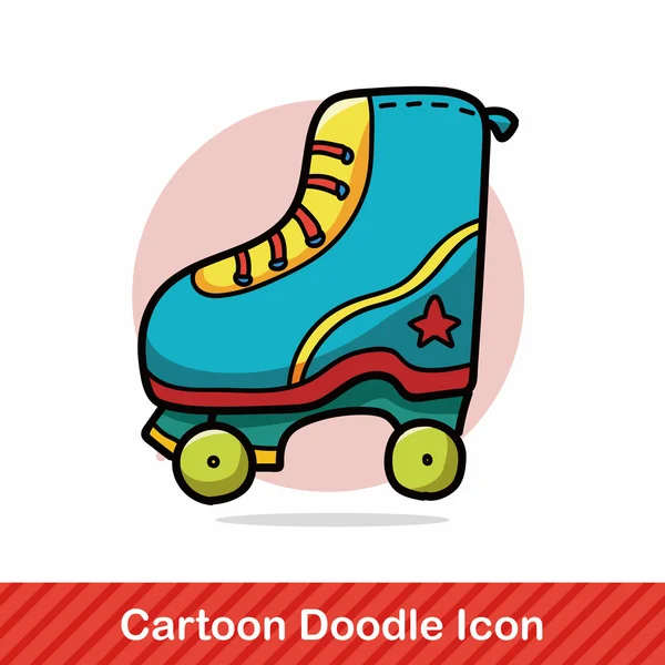 Patines de ruedas doodle vector ilustración — Vector de stock