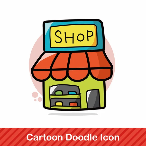 Negozio negozio colore doodle vettoriale illustrazione — Vettoriale Stock