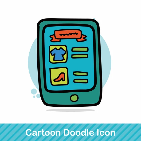 Mobiltelefon vásárlás doodle vektoros illusztráció — Stock Vector
