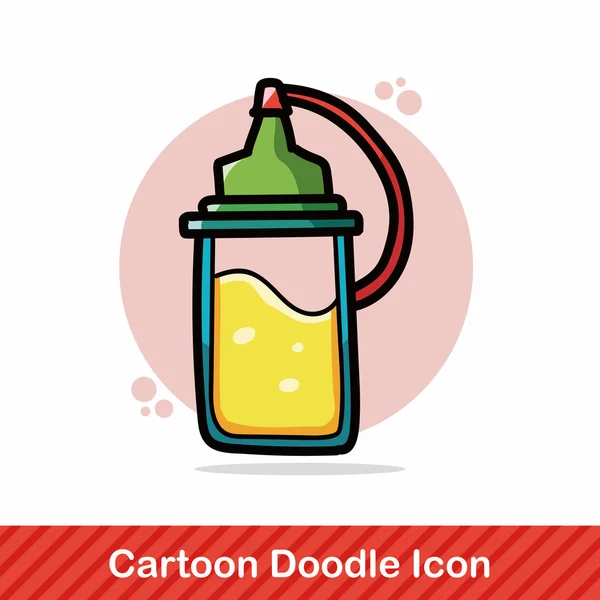 Bouteille de sauce couleur vecteur doodle illustration — Image vectorielle