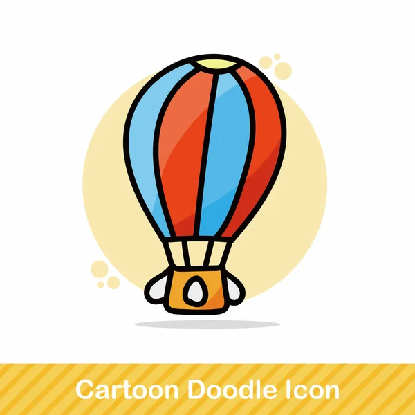 Globo de aire caliente color doodle vector ilustración — Vector de stock