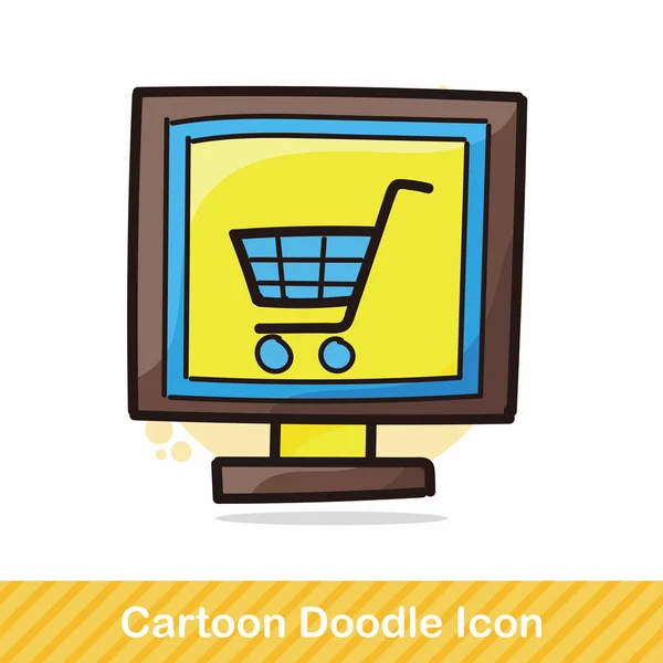 Online shopping doodle vektor illustration — Stock vektor