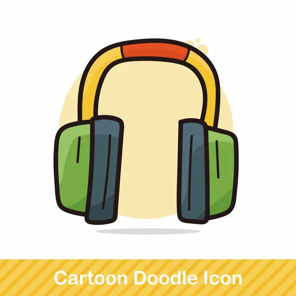 Headphone color doodle vector illustration — Stock Vector