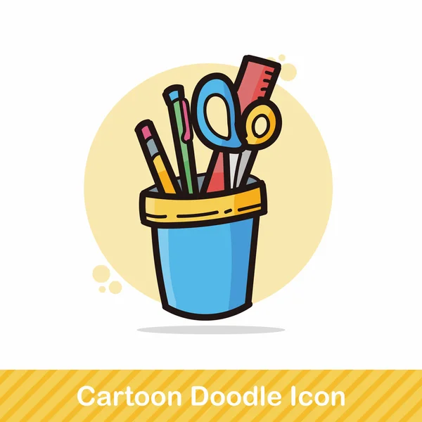 Illustration vectorielle de doodle couleur stylo et crayon — Image vectorielle