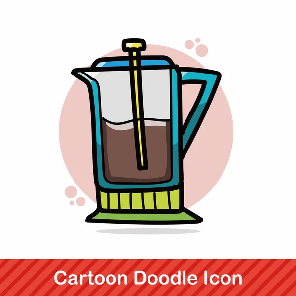 Coffee kettle maker color doodle vector illustration — Stock Vector