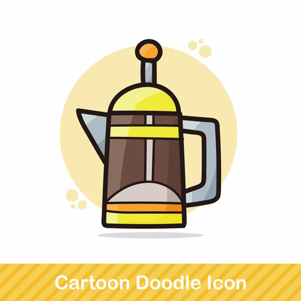 Café hervidor de agua color doodle vector ilustración — Archivo Imágenes Vectoriales