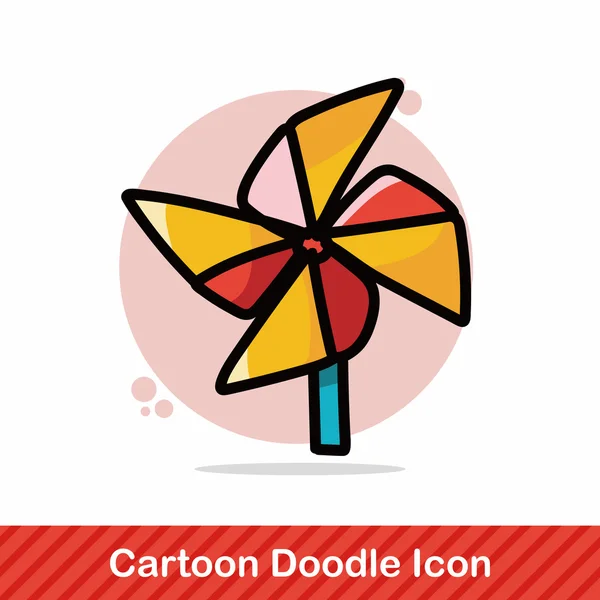 Windmühle Farbe Doodle Vektor Illustration — Stockvektor
