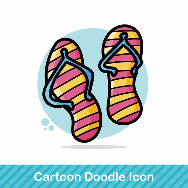 Flip flop color doodle vector illustration — Stock Vector