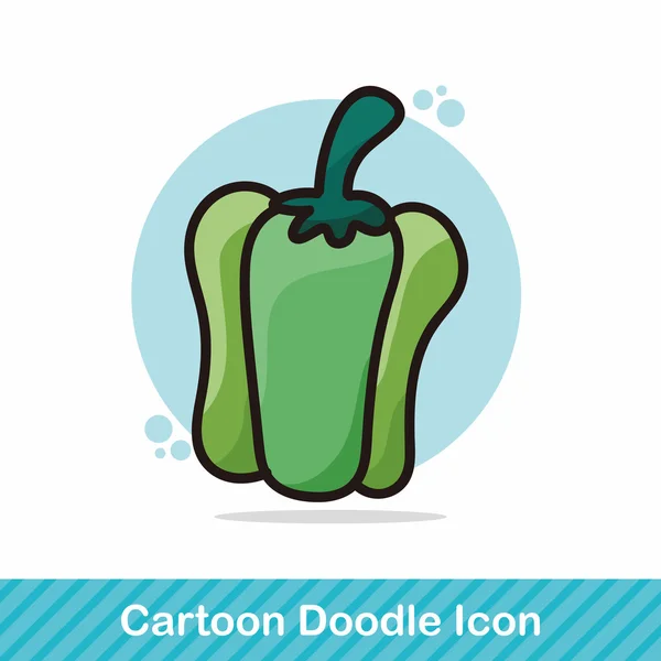 Vegetabiliska grön paprika färg doodle vektor illustration vektor illustration — Stock vektor