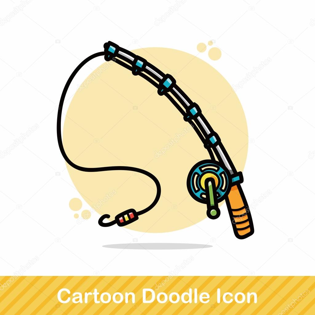 Fishing rod doodle vector illustration