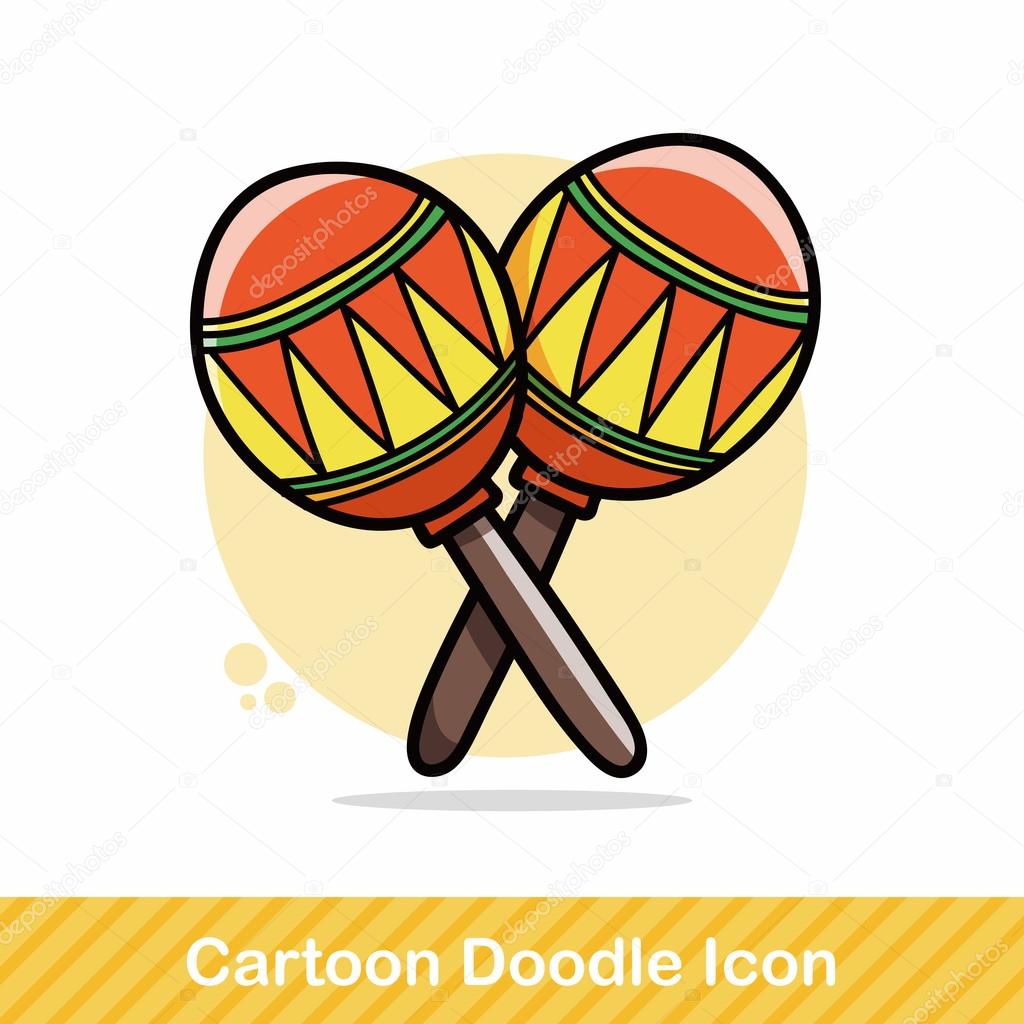 instrumento musical Maracas doodle ilustración vectorial — Vector de