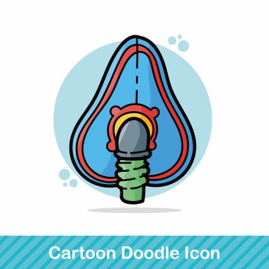 Oksijen maskesi renk doodle vektör çizim