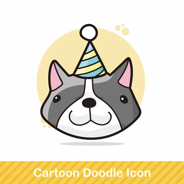 Cumpleaños gato garabato vector ilustración — Vector de stock