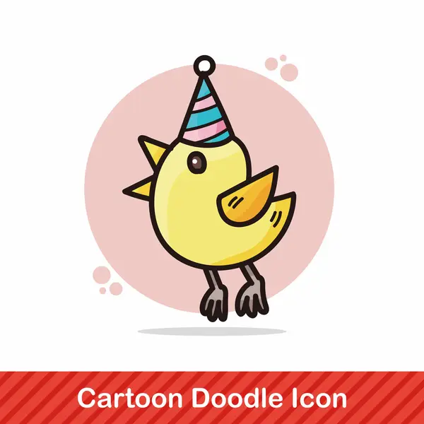 Cumpleaños pájaro garabato vector ilustración — Vector de stock