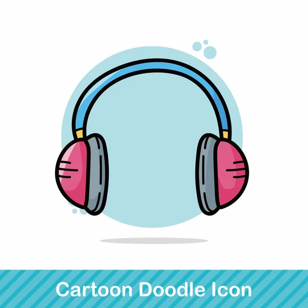 Hoofdtelefoon doodle vectorillustratie — Stockvector