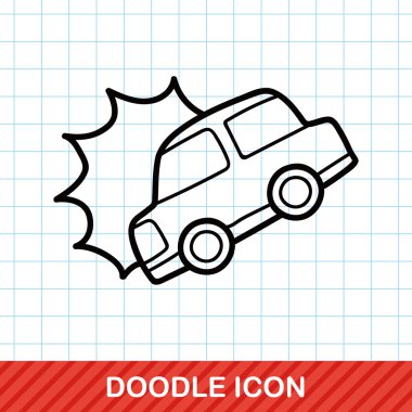 Araba kaza doodle vektör çizim