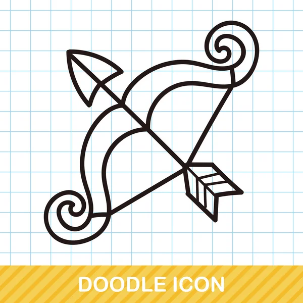 Tiro con arco doodle vector ilustración — Vector de stock