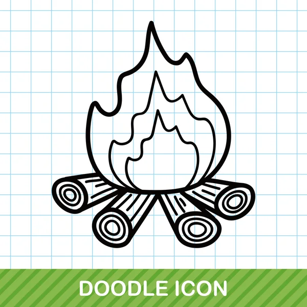 Camp fire doodle vector illustration — Stock Vector