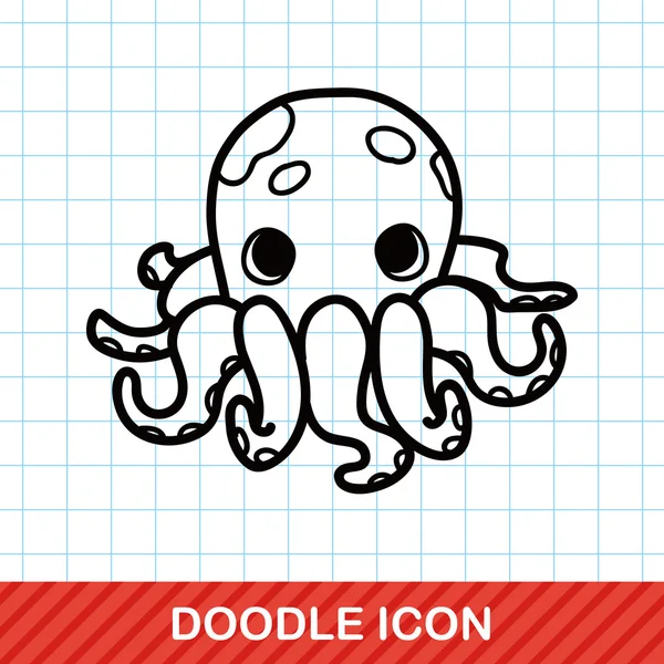 Illustrazione vettoriale doodle polpo animale marino — Vettoriale Stock