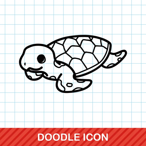 Animale marino tartaruga doodle vettoriale illustrazione — Vettoriale Stock