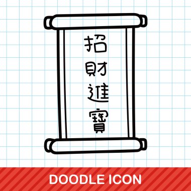Çin festival couplets vektör çizim doodle