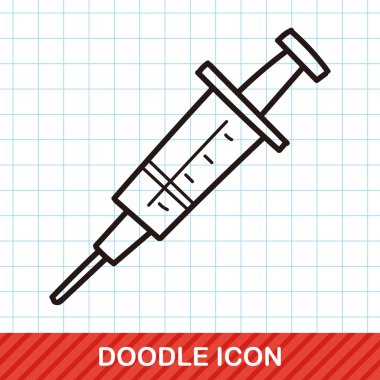 Şırınga doodle vektör çizim renk