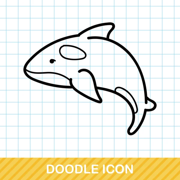 Illustrazione vettoriale doodle balena animale marino — Vettoriale Stock