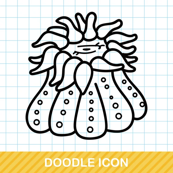 Zee dier anemonen doodle vectorillustratie — Stockvector