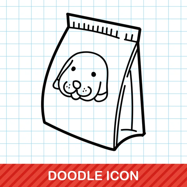 Cão alimentação doodle vetor ilustração — Vetor de Stock