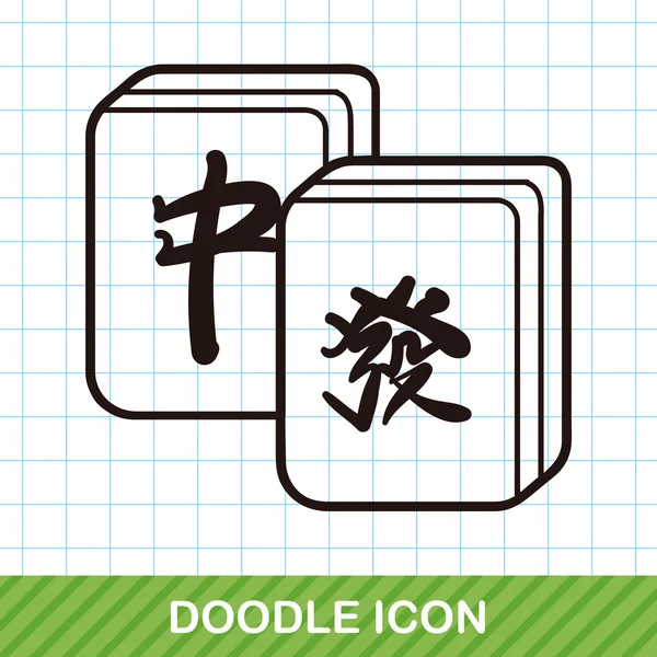 Kinesiska mahjong doodle vektor illustration — Stock vektor