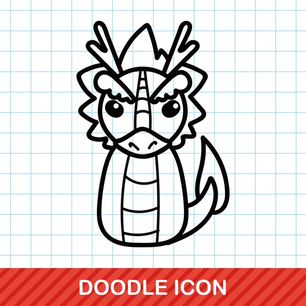 Zodiaco chino dragón doodle vector ilustración vector ilustración — Vector de stock
