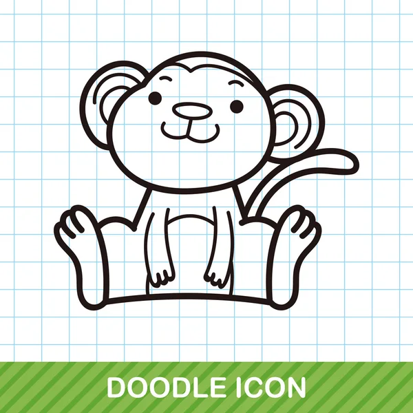 Čínský zvěrokruh opice doodle vektorové ilustrace — Stockový vektor