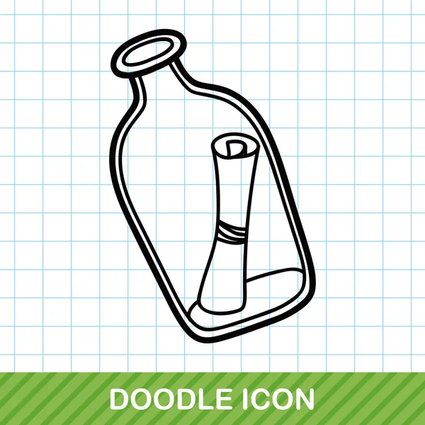 Meddelande i en flaska doodle vektor illustration — Stock vektor