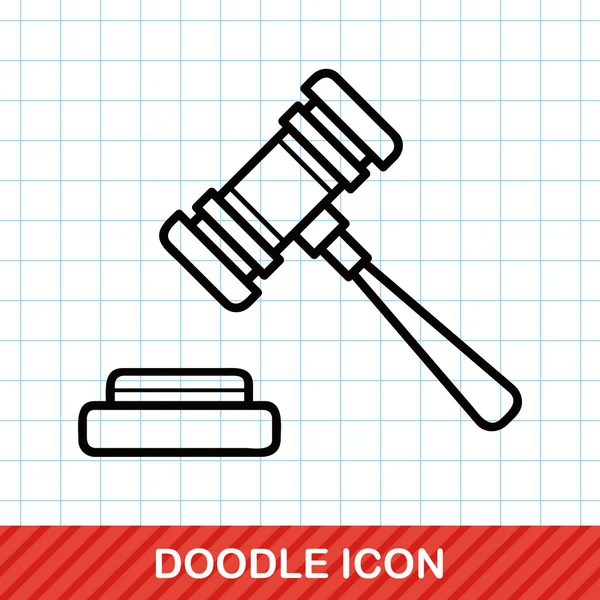 Ilustração vetorial da ilustração do vetor do doodle de Gavel — Vetor de Stock