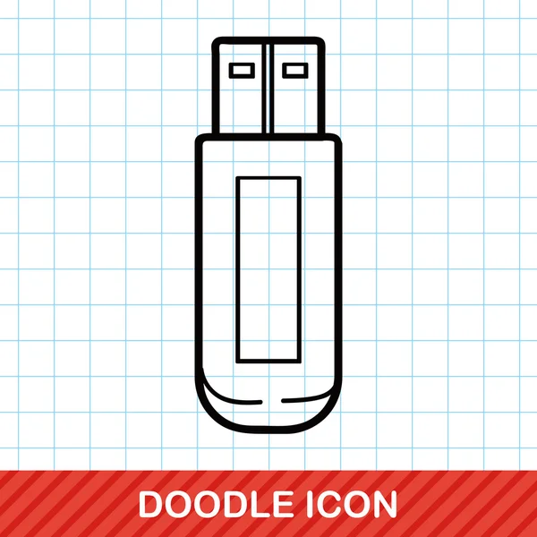 Usb doodle ilustração vetorial — Vetor de Stock