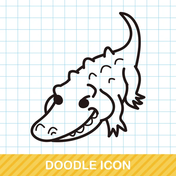 Animal Cocodrilo doodle vector ilustración — Vector de stock