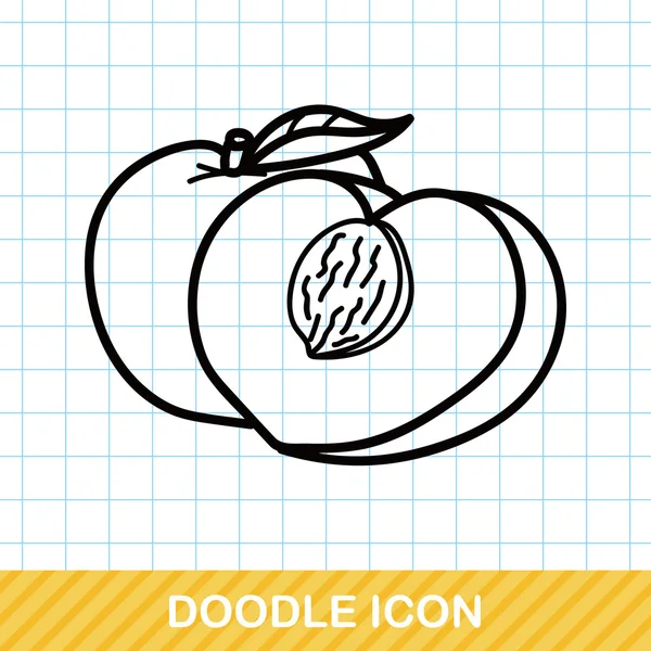 Vruchten perzik doodle vectorillustratie — Stockvector