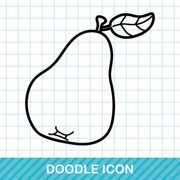 Vruchten peer doodle vectorillustratie — Stockvector