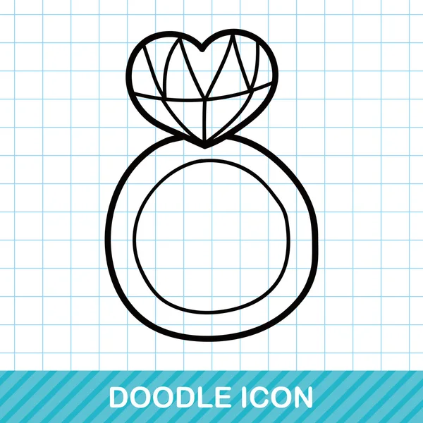 Anillo de diamantes doodle vector ilustración — Vector de stock